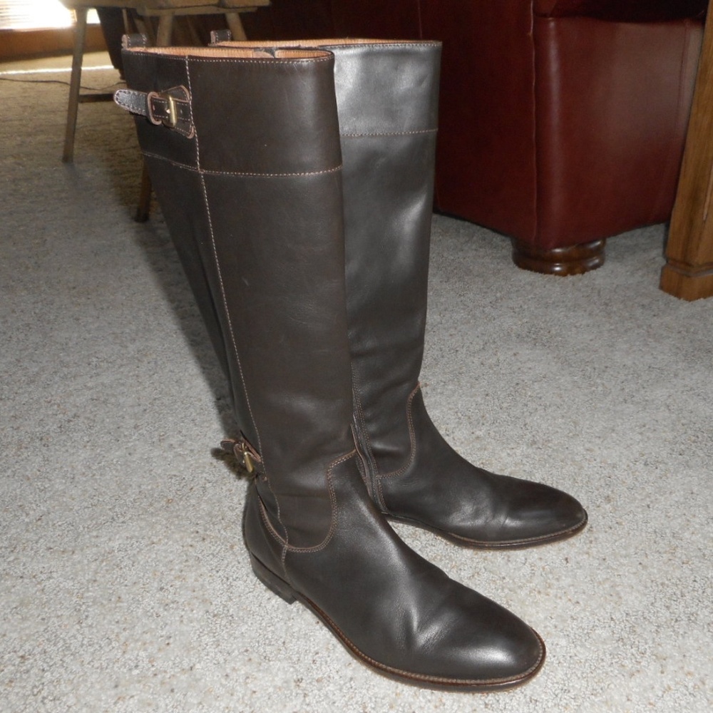 J. CREW Dark brown Italian leather Riding boots 8